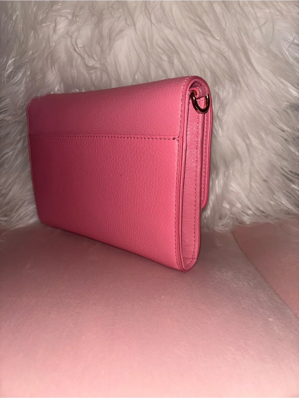 Tory Burch Pink Leather Britton chain wallet